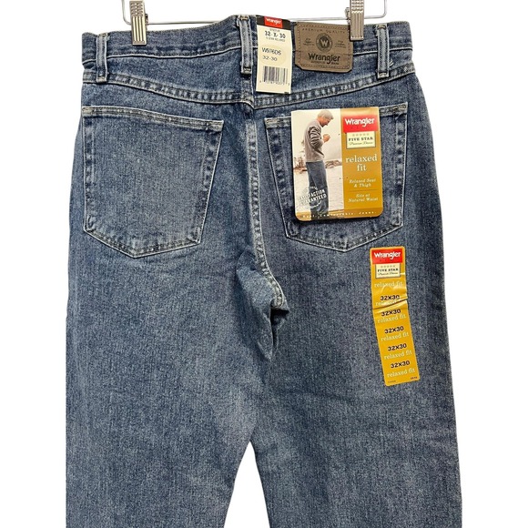 Wrangler Five Star Jeans Mens 32x30 Blue Relaxed Fit Premium Denim Cotton - Picture 7 of 11